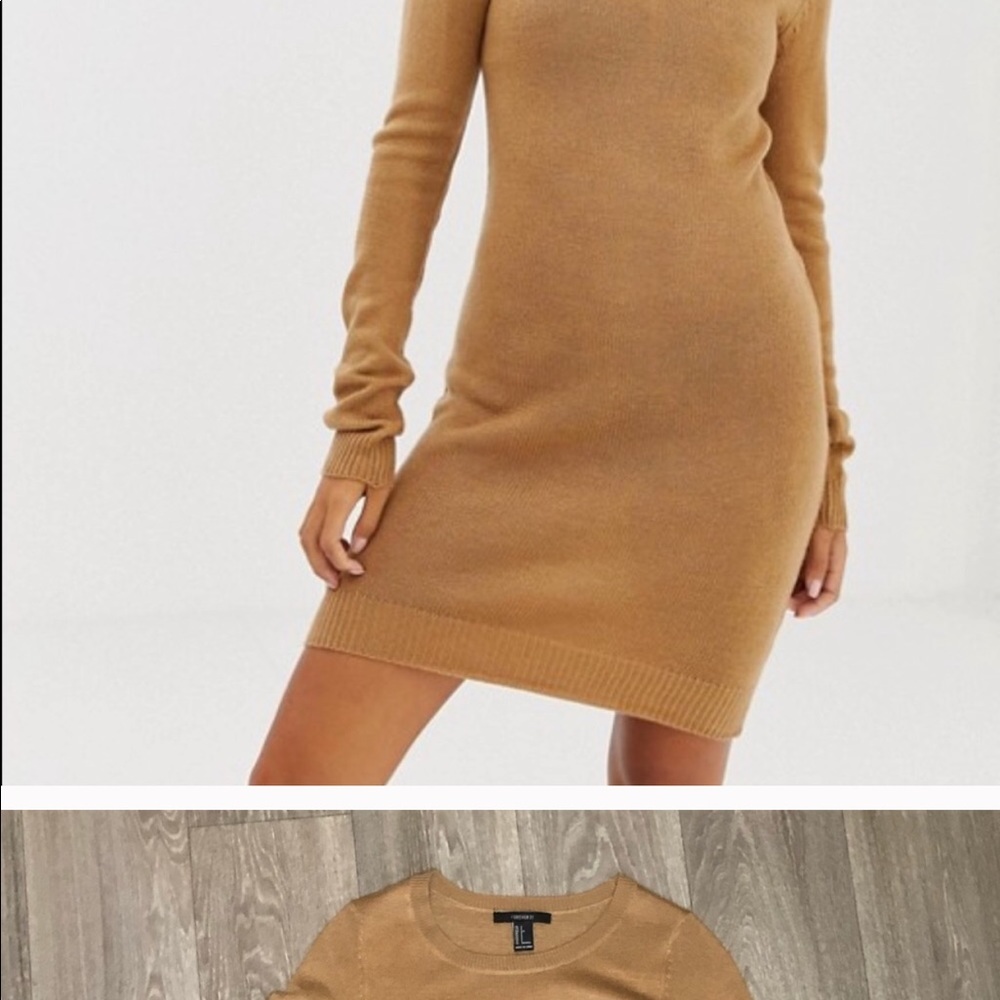 Camel Tan Long Sleeve Sweater Dress Small